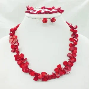 Collier de perles de corail rouge 47.5 cm