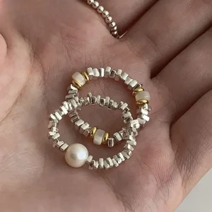 Bague perles en Acier inoxydable