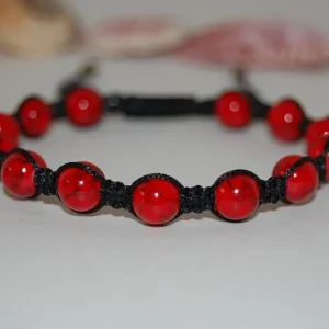 Bracelet en corail rouge, bracelet Shamballa, yoga, méditation, bracelet porte-bonheur